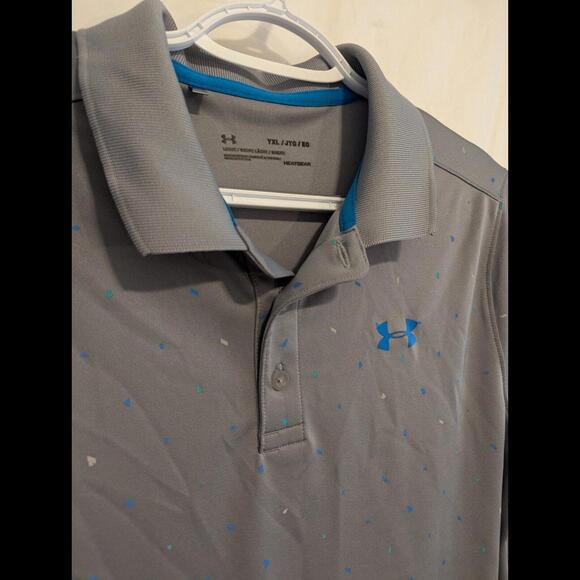 Boys Collared Under Armour Gray Shirt/ Speckled/Logo/YXL/Comfortable - Picture 3 of 6
